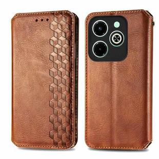 For Infinix Hot 40i Cubic Grid Pressed Magnetic Leather Phone Case(Brown)