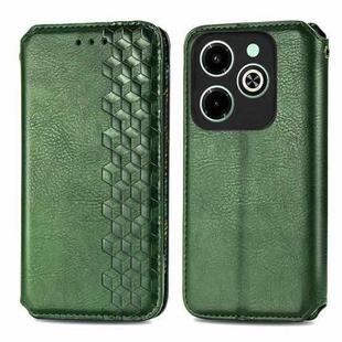 For Infinix Hot 40i Cubic Grid Pressed Magnetic Leather Phone Case(Green)