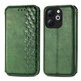 For Infinix Smart 8 Cubic Grid Pressed Magnetic Leather Phone Case(Green)