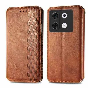 For Infinix Zero 30 5G Cubic Grid Pressed Magnetic Leather Phone Case(Brown)