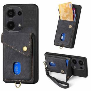 For Xiaomi Redmi Note 13 Pro 4G Retro Card Wallet Fold Leather Phone Case with Strap(Black)