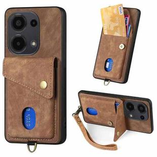 For Xiaomi Redmi Note 13 Pro 4G Retro Card Wallet Fold Leather Phone Case with Strap(Brown)