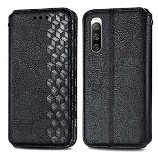 For Sony Xperia 10 IV Cubic Grid Pressed Magnetic Leather Phone Case(Black)