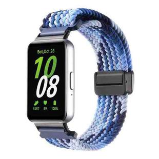 For Samsung Galaxy Fit3 Magnetic Buckle Nylon Braid Watch Band(Colorful Blue)