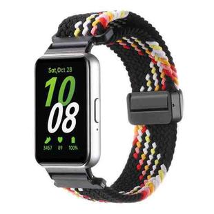 For Samsung Galaxy Fit3 Magnetic Buckle Nylon Braid Watch Band(Colorful Black)