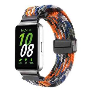 For Samsung Galaxy Fit3 Magnetic Buckle Nylon Braid Watch Band(Colorful Orange)