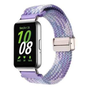 For Samsung Galaxy Fit3 Magnetic Buckle Nylon Braid Watch Band(Colorful Purple)