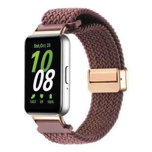 For Samsung Galaxy Fit3 Magnetic Buckle Nylon Braid Watch Band(Wine Red)