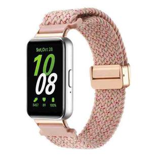 For Samsung Galaxy Fit3 Magnetic Buckle Nylon Braid Watch Band(Pink Sand)