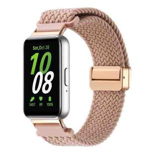 For Samsung Galaxy Fit3 Magnetic Buckle Nylon Braid Watch Band(Pink)