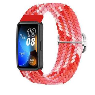 For Huawei Band 9 Adjustable Slide Buckle Braided Watch Band(Bright Red)