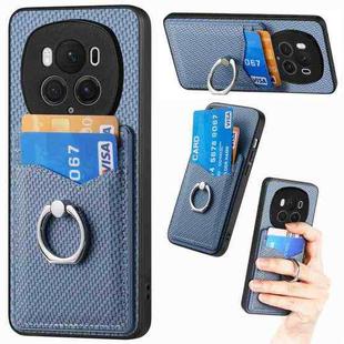 For Honor Magic6 Pro Carbon Fiber Card Wallet Ring Phone Case(Blue)