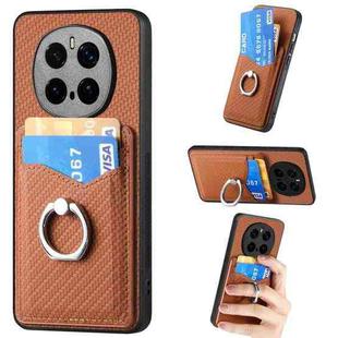 For Honor Magic7 Pro Carbon Fiber Card Wallet Ring Phone Case(Brown)