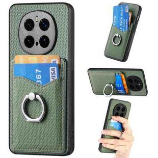 For Honor Magic7 Pro Carbon Fiber Card Wallet Ring Phone Case(Green)