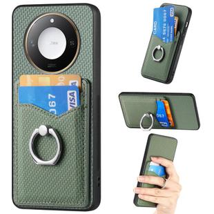 For Honor X60 Carbon Fiber Card Wallet Ring Phone Case(Green)