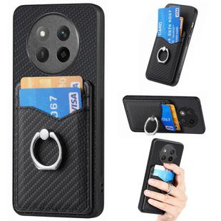 For Honor X60 Pro Carbon Fiber Card Wallet Ring Phone Case(Black)