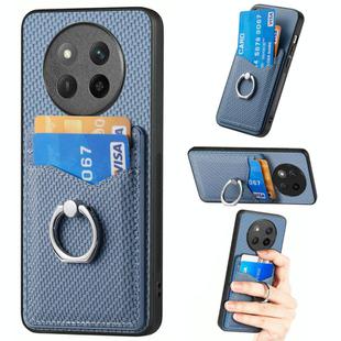 For Honor X60 Pro Carbon Fiber Card Wallet Ring Phone Case(Blue)