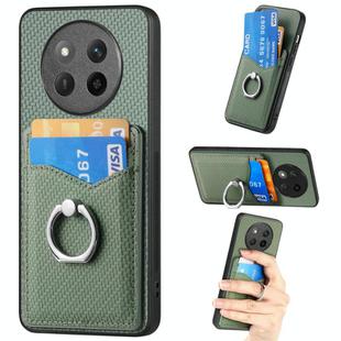 For Honor X60 Pro Carbon Fiber Card Wallet Ring Phone Case(Green)