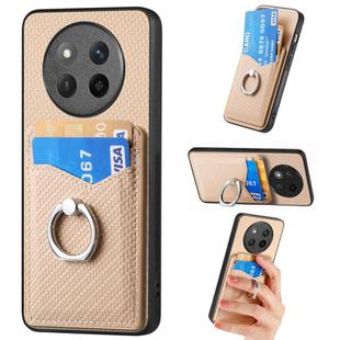 For Honor X60 Pro Carbon Fiber Card Wallet Ring Phone Case(Khaki)