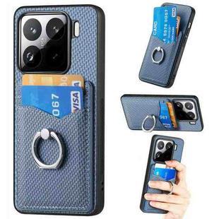 For Xiaomi 15 Pro Carbon Fiber Card Wallet Ring Phone Case(Blue)