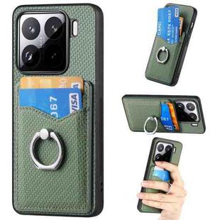 For Xiaomi 15 Pro Carbon Fiber Card Wallet Ring Phone Case(Green)