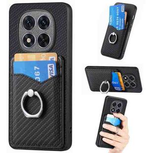 For Redmi Note 14 Pro+ 5G Carbon Fiber Card Wallet Ring Phone Case(Black)