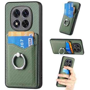For Redmi Note 14 Pro+ 5G Carbon Fiber Card Wallet Ring Phone Case(Green)