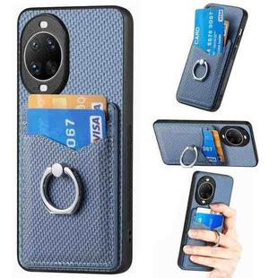 For Huawei nova 14 Pro Carbon Fiber Card Wallet Ring Phone Case(Blue)