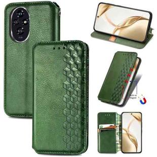 For Honor 200 Cubic Grid Pressed Magnetic Leather Phone Case(Green)