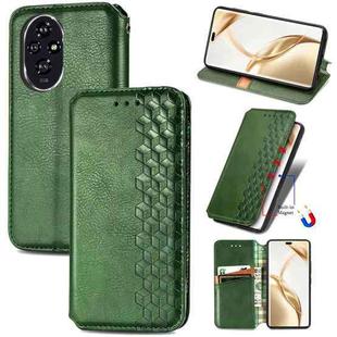 For Honor 200 Pro Cubic Grid Pressed Magnetic Leather Phone Case(Green)