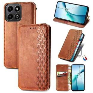 For Honor 200 Smart Cubic Grid Pressed Magnetic Leather Phone Case(Brown)