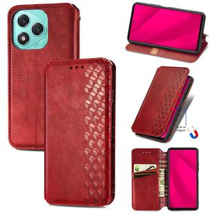 For Honor 400 Lite Cubic Grid Pressed Magnetic Leather Phone Case(Red)