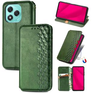 For Honor 400 Lite Cubic Grid Pressed Magnetic Leather Phone Case(Green)