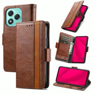 For Honor 400 Lite CaseNeo Splicing Dual Magnetic Buckle Leather Phone Case(Brown)