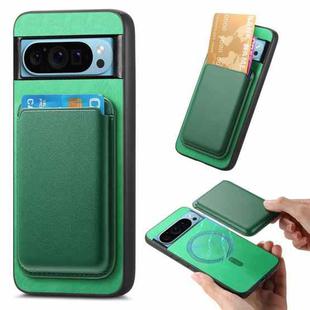 For Google Pixel 9 Retro Magsafe Card Bag PU Back Cover Phone Case(Green)