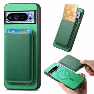 For Google Pixel 9 Pro Retro Magsafe Card Bag PU Back Cover Phone Case(Green)