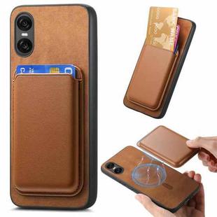 For Sony Xperia 1 VI Retro Magsafe Card Bag PU Back Cover Phone Case(Brown)