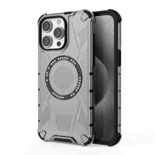 For iPhone 15 Pro Max MagSafe Armor Holder PC Hybrid TPU Phone Case(Black)