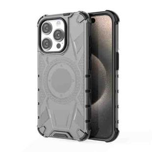 For iPhone 15 Pro Armor Holder PC Hybrid TPU Phone Case(Black)