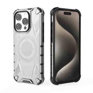 For iPhone 15 Pro Armor Holder PC Hybrid TPU Phone Case(White)