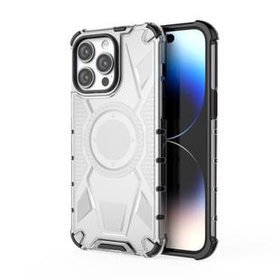 For iPhone 14 Pro Max Armor Holder PC Hybrid TPU Phone Case(White)