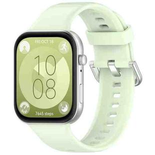 For Huawei Watch Fit3 Silver Buckle Silicone Sports Watch Band(Light Green)