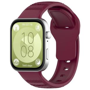 For Huawei Watch Fit 3 Wavy Dot Texture Silicone Sports Watch Band(Wine Red)