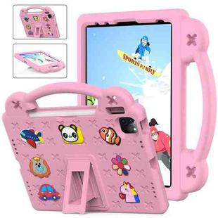 For  iPad Pro 11 2024 Handle Kickstand Children EVA Shockproof Tablet Case(Pink)