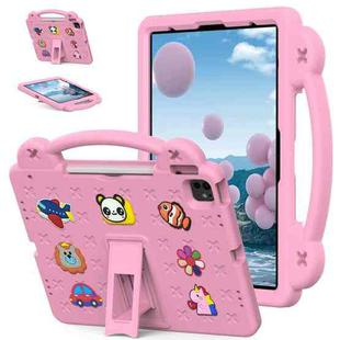 For iPad Pro 12.9 2022 / 2021 Handle Kickstand Children EVA Shockproof Tablet Case(Pink)