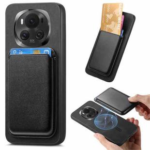 For Honor Magic6 5G Retro Magsafe Card Bag PU Back Cover Phone Case(Black)