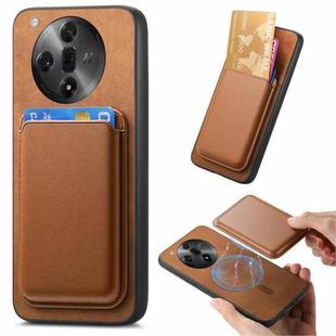 For OPPO Find X7 5G Retro Magsafe Card Bag PU Back Cover Phone Case(Brown)