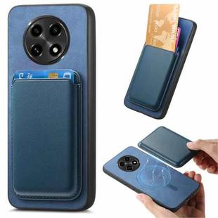 For OPPO A2 Pro Retro Magsafe Card Bag PU Back Cover Phone Case(Blue)