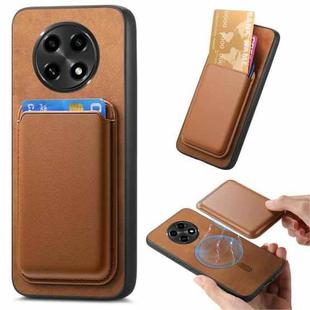 For OPPO A2 Pro Retro Magsafe Card Bag PU Back Cover Phone Case(Brown)