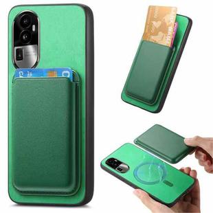 For OPPO Reno10 Pro+ 5G Retro Magsafe Card Bag PU Back Cover Phone Case(Green)